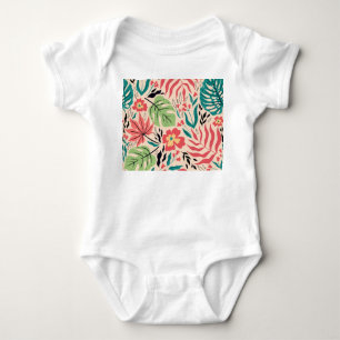 Tropical Leaves and Flowers: Vintage Fusion Baby Bodysuit