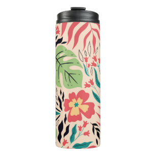Tropical Leaves and Flowers: Vintage Fusion Thermal Tumbler