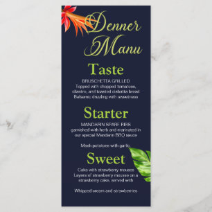 Tropical Leaves and Flowers Wedding Menu