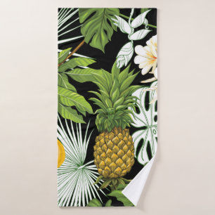 Tropical leaves and fruits seamless pattern bath towel