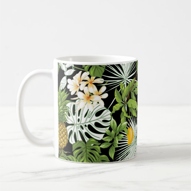 Tropical leaves and fruits seamless pattern coffee mug (Left)