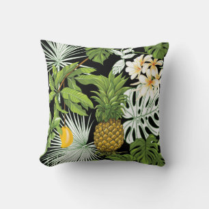Tropical leaves and fruits seamless pattern cushion
