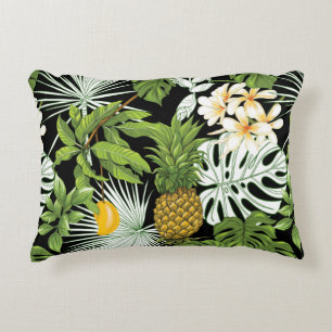 Tropical leaves and fruits seamless pattern decorative cushion