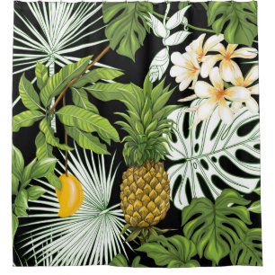 Tropical leaves and fruits seamless pattern shower curtain