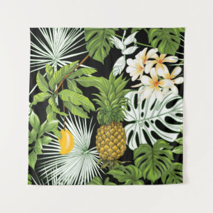 Tropical leaves and fruits seamless pattern tapestry