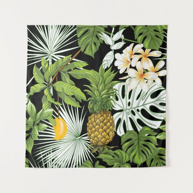 Tropical leaves and fruits seamless pattern tapestry (Front)