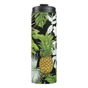 Tropical leaves and fruits seamless pattern thermal tumbler