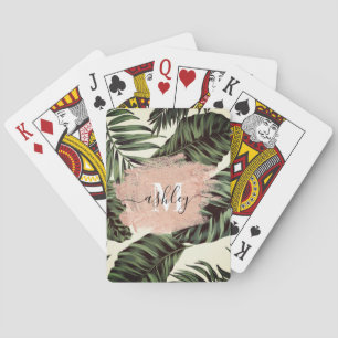 Tropical Leaves and Glitter Playing Cards