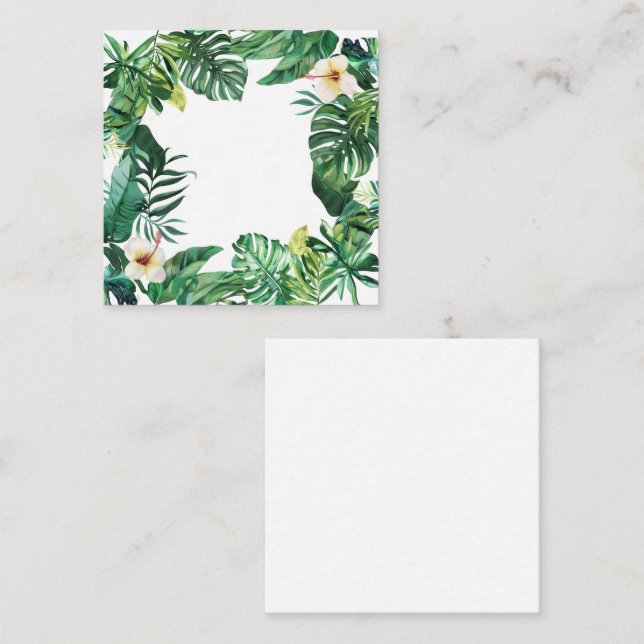 Tropical Leaves and Hibiscus Frame Card (Front/Back)