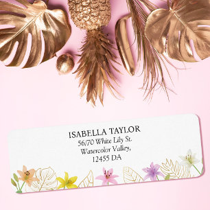 Tropical Leaves and Lily Floral Wedding Address