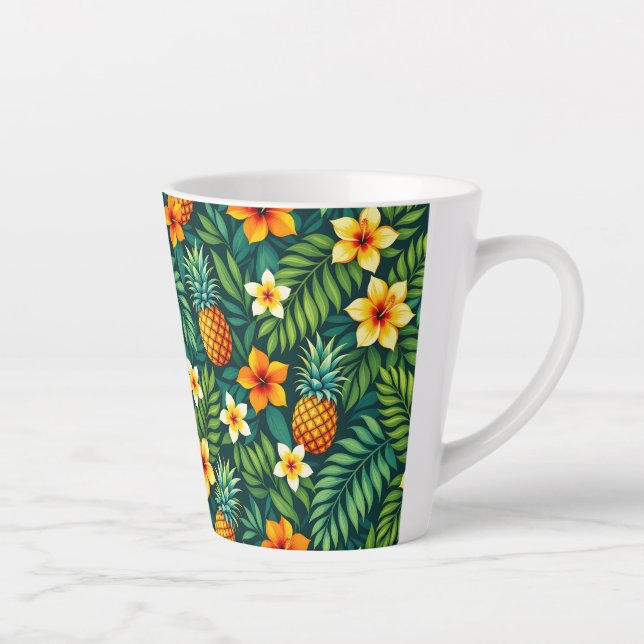 Tropical leaves and pineapple pattern latte mug (Right)