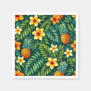 Tropical leaves and pineapple pattern napkin