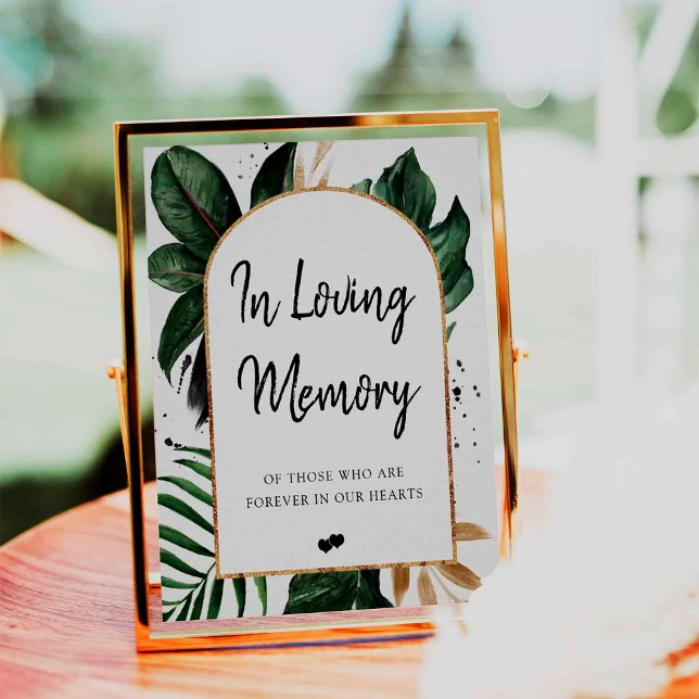 Tropical Leaves Arch Frame In Loving Memory Sign (Creator Uploaded)