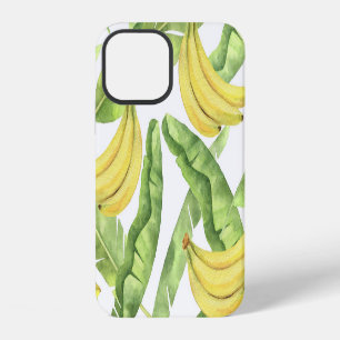 Tropical leaves, bananas, watercolor pattern. iPhone 12 case