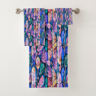 Tropical Leaves Bath Towels