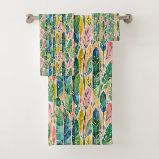 Tropical Leaves Bath Towels