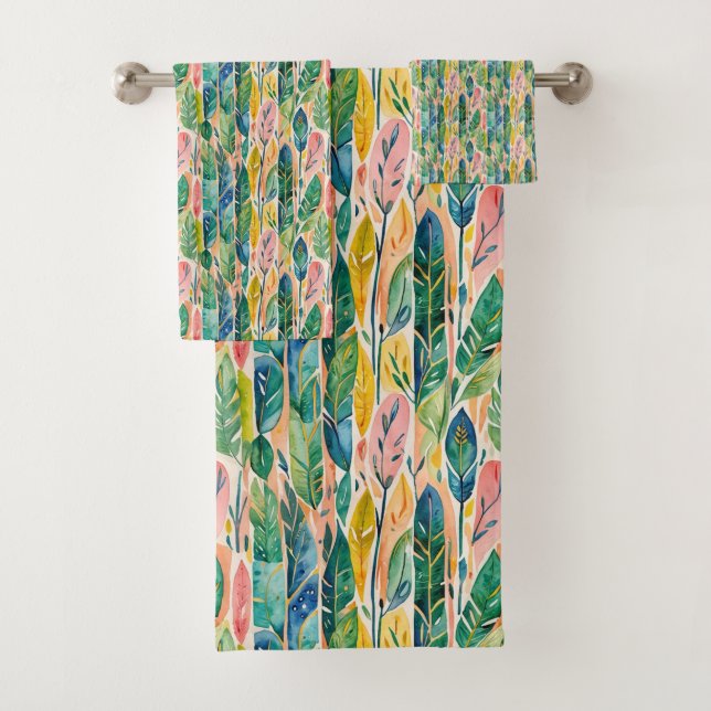 Tropical Leaves Bath Towels (Insitu)