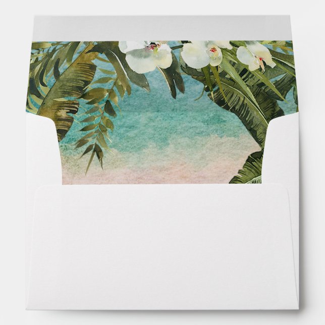 tropical leaves beach lined envelopes (Back (Bottom))