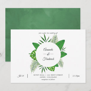 Tropical Leaves Beach Photo Wedding Invitation