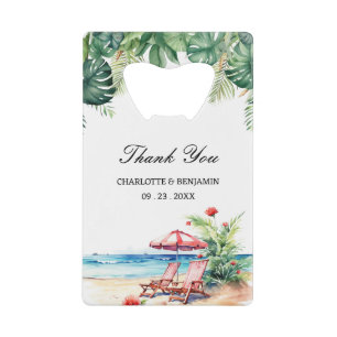 Tropical Leaves Beach Scene Wedding Favour