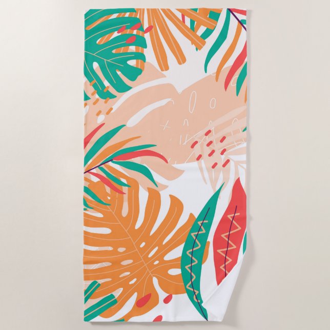 Tropical Leaves Beach Towel (Front)