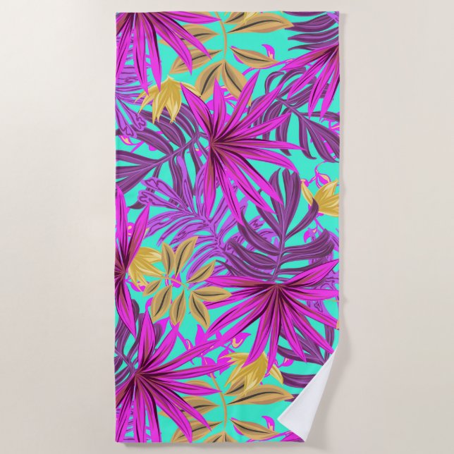 Tropical Leaves Beach Towel (Front)