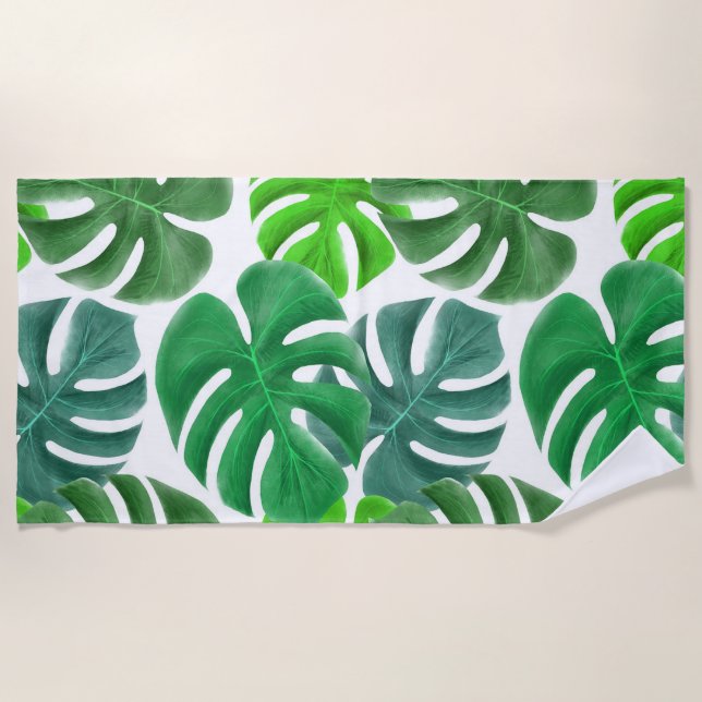 Tropical Leaves Beach Towel (Front)
