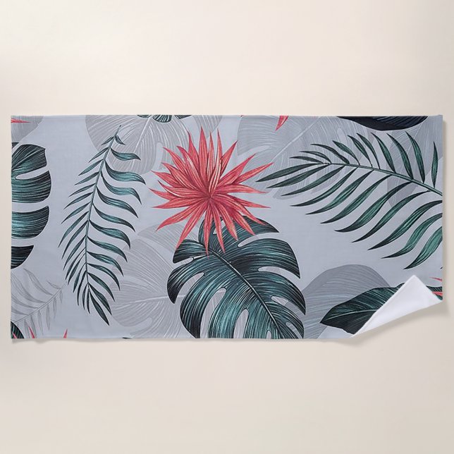 Tropical Leaves Beach Towel (Front)