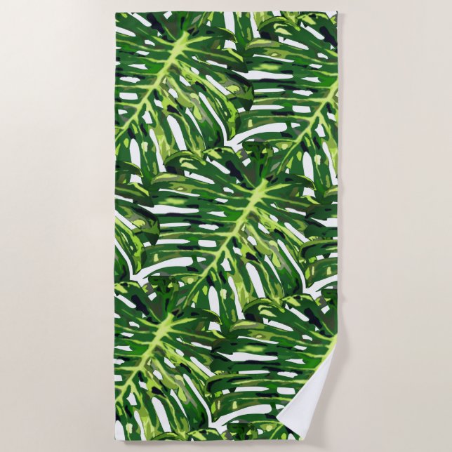 Tropical Leaves Beach Towel (Front)