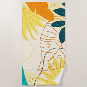 Tropical Leaves Beach Towel