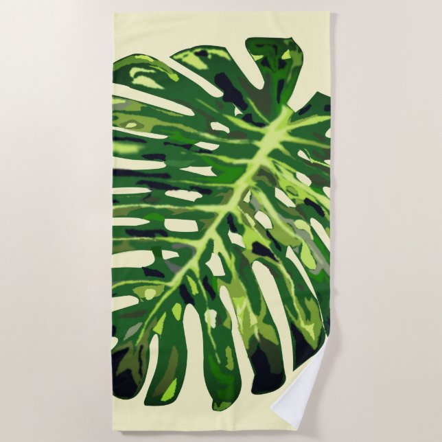 Tropical Leaves Beach Towel - Custom Colours (Front)