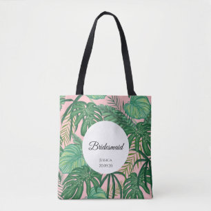Tropical Leaves Beach Wedding Bridesmaid Tote Bag