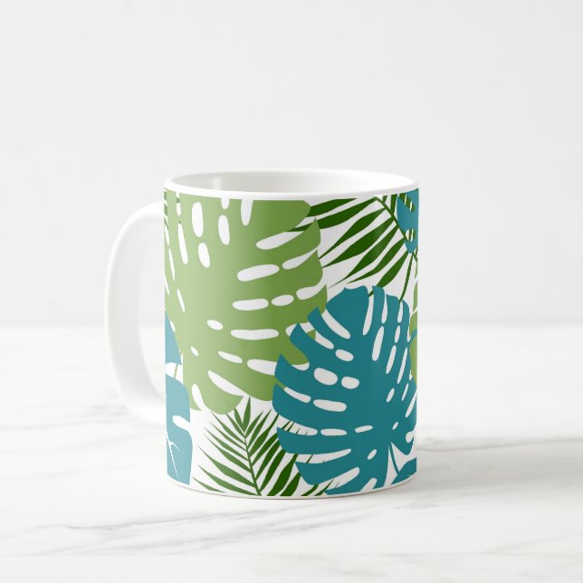 Tropical Leaves, beautiful pattern, Napkins Coffee Mug (Front Left)
