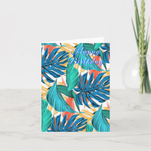 Tropical Leaves Birthday Card