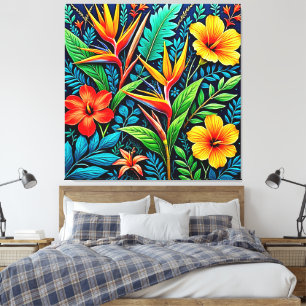 Tropical Leaves Bloom Art Canvas Print