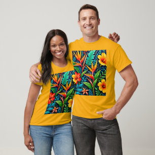 Tropical Leaves Bloom Art T-Shirt
