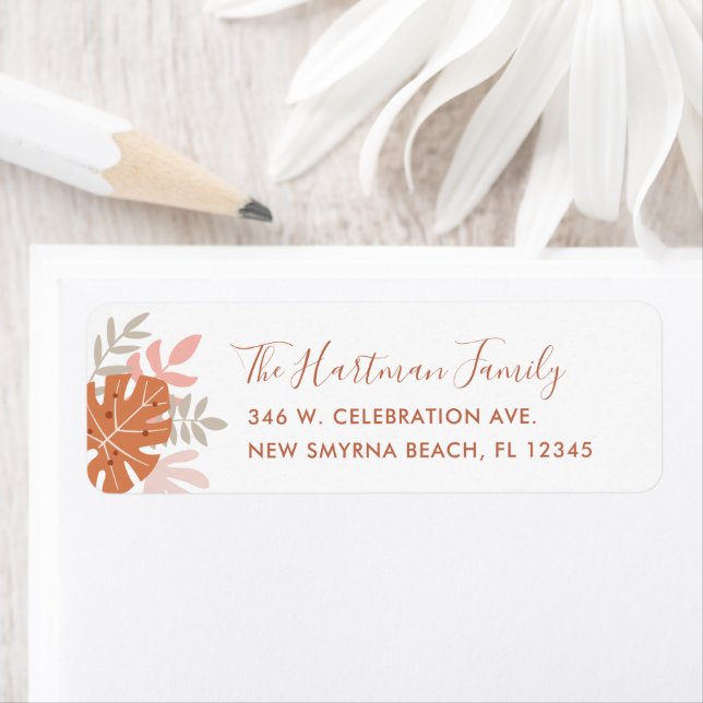 Tropical Leaves Boho Terracotta Orange Blush Pink (Insitu)