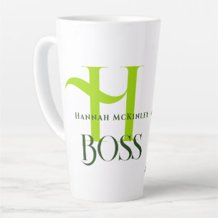 Tropical Leaves Boss Monogram Latte Mug