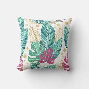 Tropical leaves. Botanical seamless pattern. Vinta Cushion