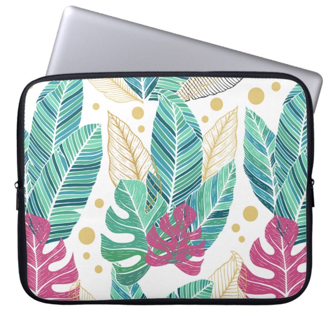Tropical leaves. Botanical seamless pattern. Vinta Laptop Sleeve (Front)