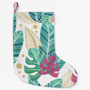 Tropical leaves. Botanical seamless pattern. Vinta Small Christmas Stocking