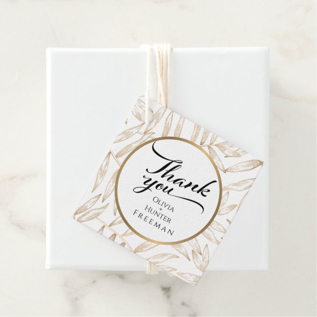 Tropical Leaves Botanical Wedding Favour Tag (In Situ)