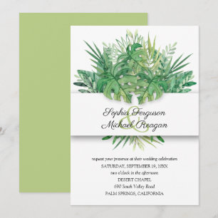 Tropical Leaves Botanical Wedding Invitations