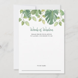 Tropical Leaves   Bridal Shower Advice Card
