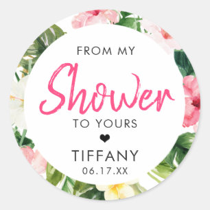Tropical Leaves Bridal Shower Stickers