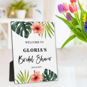 Tropical Leaves Bridal Shower  Welcome  Plaque