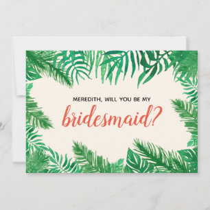 Tropical Leaves Bridesmaid Proposal Personalised