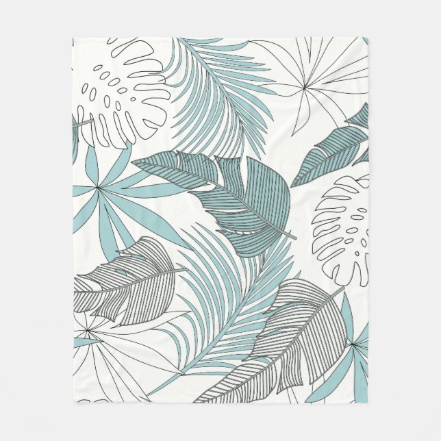 Tropical Leaves: Bright Seamless Trend Fleece Blanket (Front)