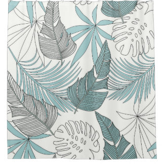 Tropical Leaves: Bright Seamless Trend Shower Curtain