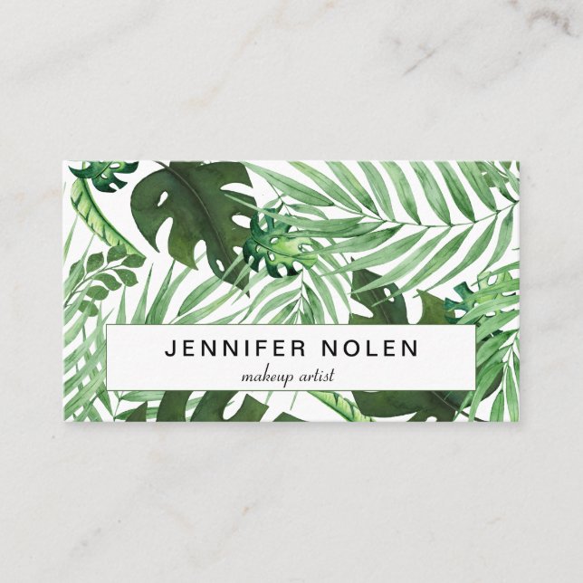 Tropical leaves business card (Front)